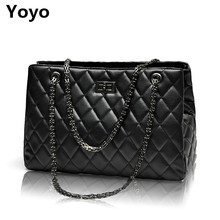 Yoyo! 2016 Fashion Woman Big Bags Ladies Luxury Handbag Women Plaid Chain Shoulder Bag Large Quilted Black Bolsas Femininas
