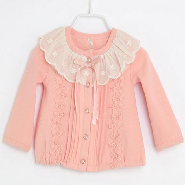 Бесплатная доставка 2017 новых новорожденных девочек clothing С Длинным рукавом верхняя одежда весна/осень О-Образным Вырезом хлопок пальто babys одежды