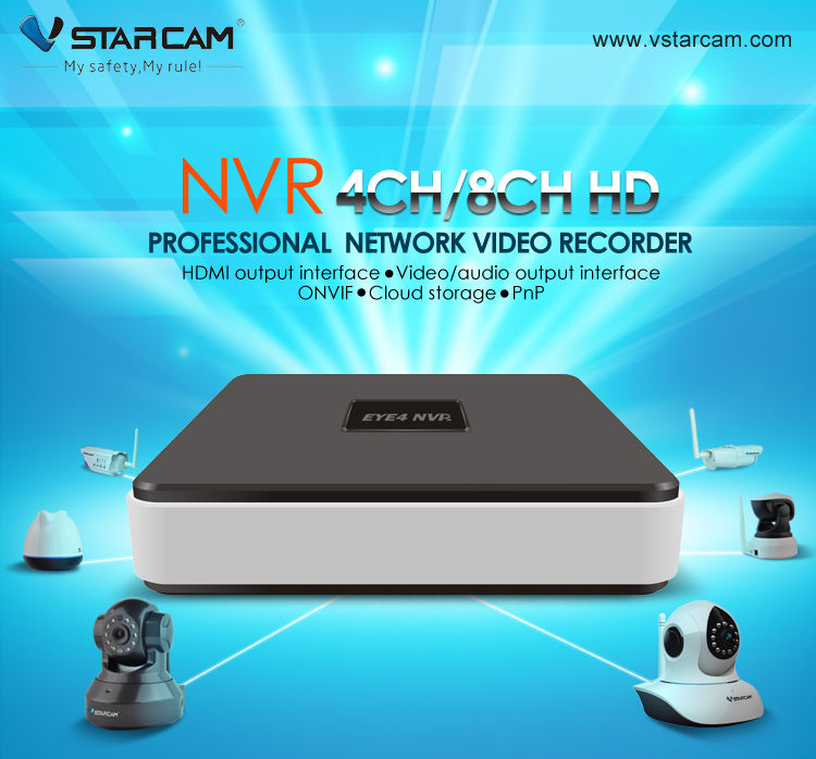 Фотография VStarcam N400 NVR Eye4 Onvif 4CH NVR HD ONVIF Network Video Recorder For VStarcam IP Camera HDMI Output Interface Cloud Storage