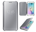 Hot Sales Silver Clear View Case For s6 edge Mirror Flip Smart Cases for Samsung Galaxy