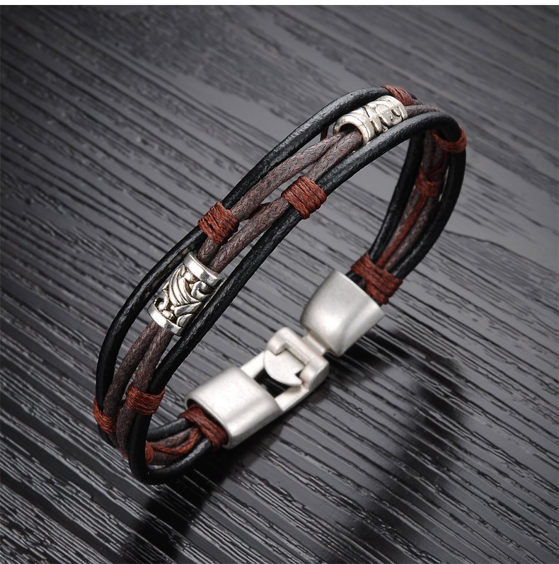 OPK Handmade Multi-Layer Man Bracelet New Fashion Leather Punk Rock Jewelry For Men Vintage Design Accessories Christmas Gifts OPK Handmade Multi-Layer Man Bracelet New Fashion Leather Punk Rock Jewelry For Men Vintage Design Accessories Christmas Gifts