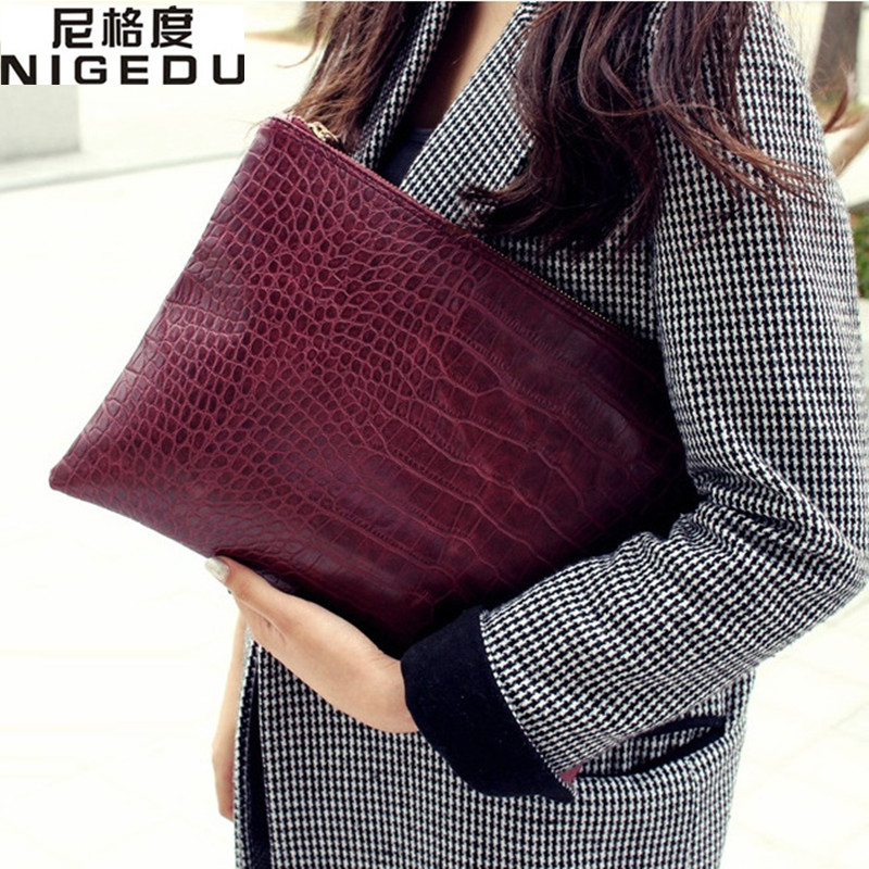 Fashion crocodile grain women s clutch bag leather women envelope bag clutch evening bag female Clutches