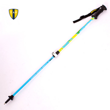 Ultra light Adjustable Telescopic Children Walking Stick Hiking Climbing Camping Trekking Pole Carbon Fiber Alpenstock Blue