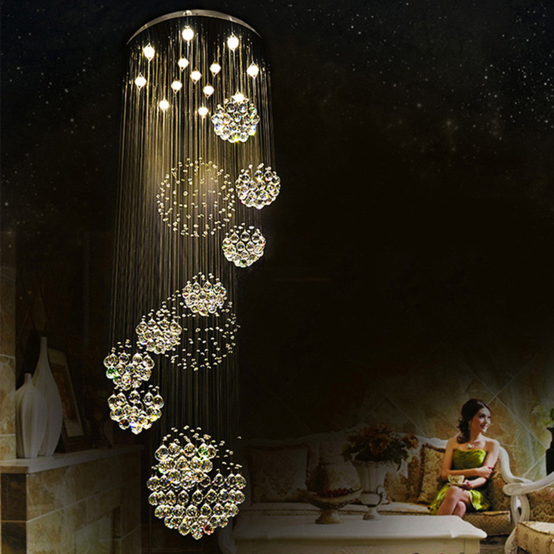 Large Modern Led K9 Crystal Chandeliers For Lobby Staircase