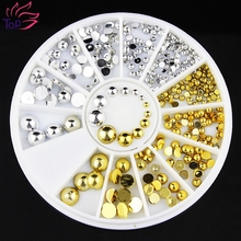 6 Sizes Gold Silver Round Nail Art Stickers Tips Glitter Fashion Nail Tools DIY Decoration Stamping