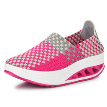 Breathable Women Casual Shoes Woman Air Mesh Height Increasing Platform Shoes Summer Knit Girl Shoe Zapatillas Deportivas 2016