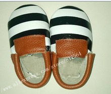 50pairs/lot brown zebra stripes baby shoes bow handmade