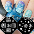 2pcs XMAS Small Size Nail Stamping Plate Image Transfer Templates Stamp Tool Christmas Snowflake Nordic Reindeer