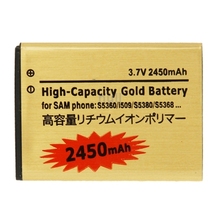 2450mAh High Capacity Mobile Phone Batteries Gold Business Battery for Samsung Galaxy Y S5360 Wholesale