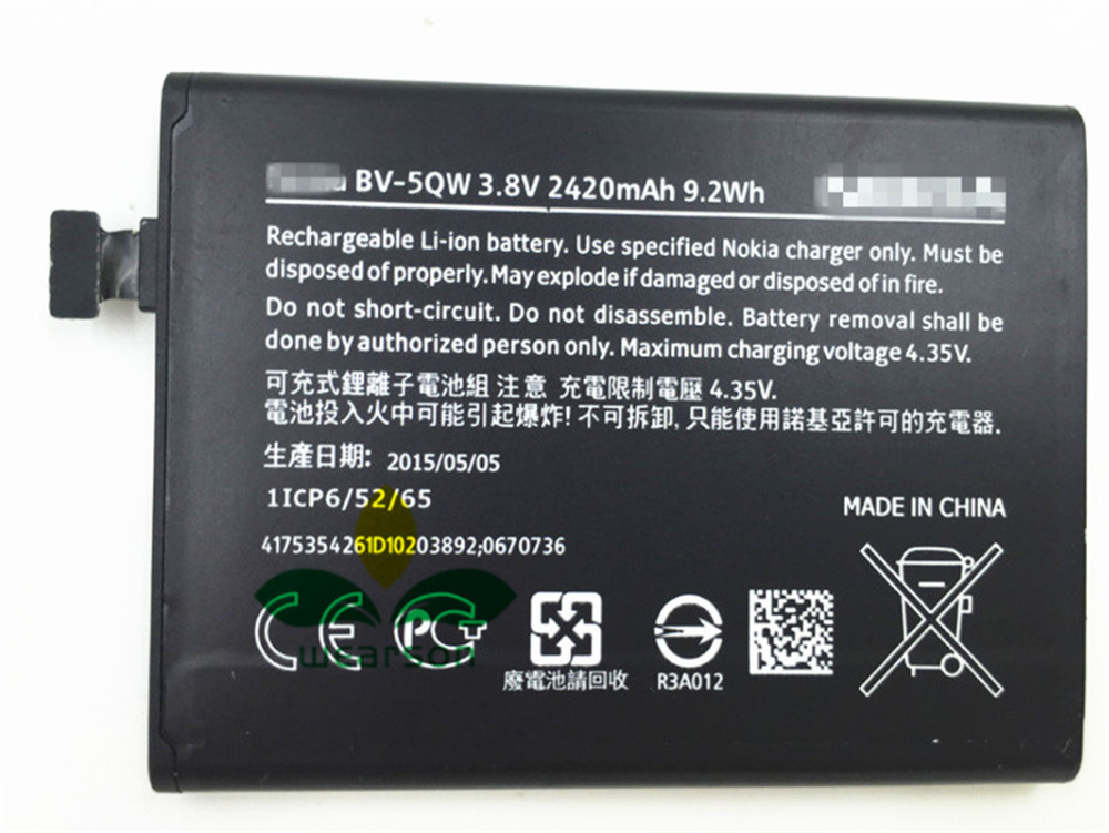 100% Original New BV-5QW Battery For Nokia Lumia 929 930 RM927 Battery 2420mAh Free Shipping With Track Code (3)