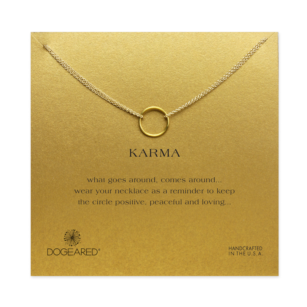 Hot Sale karma Double chain Circle necklace plated 14k gold Pendant necklaces short Fashion Statement Necklace