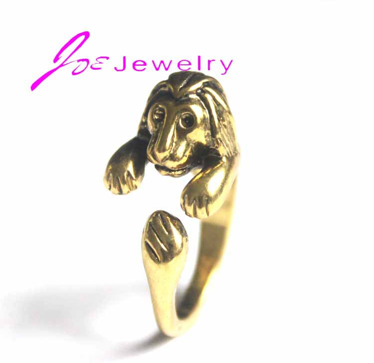 2015 New Design Adjustable Lion Ring Knuckle Rings Vintage Lion Animal Wrap Rings for Men and