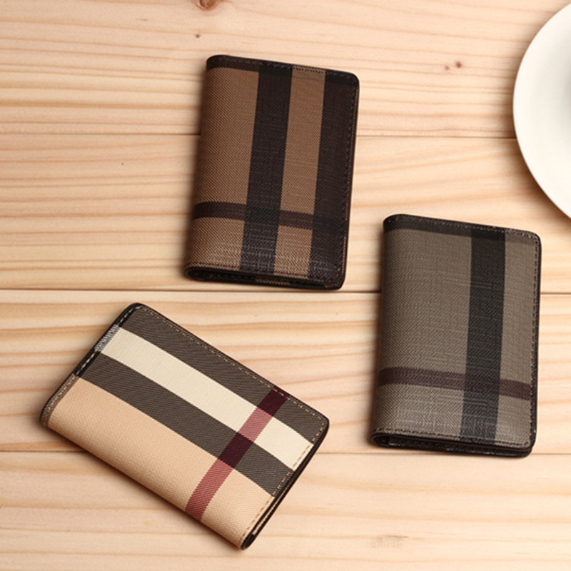 Men Mini wallet 3 Colors fashion Classic font b Plaid b font Design bank Card ID