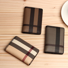 Men Mini wallet 3 Colors fashion Classic Plaid Design bank Card ID Holders Top Quality leather brand male coin pocket for women