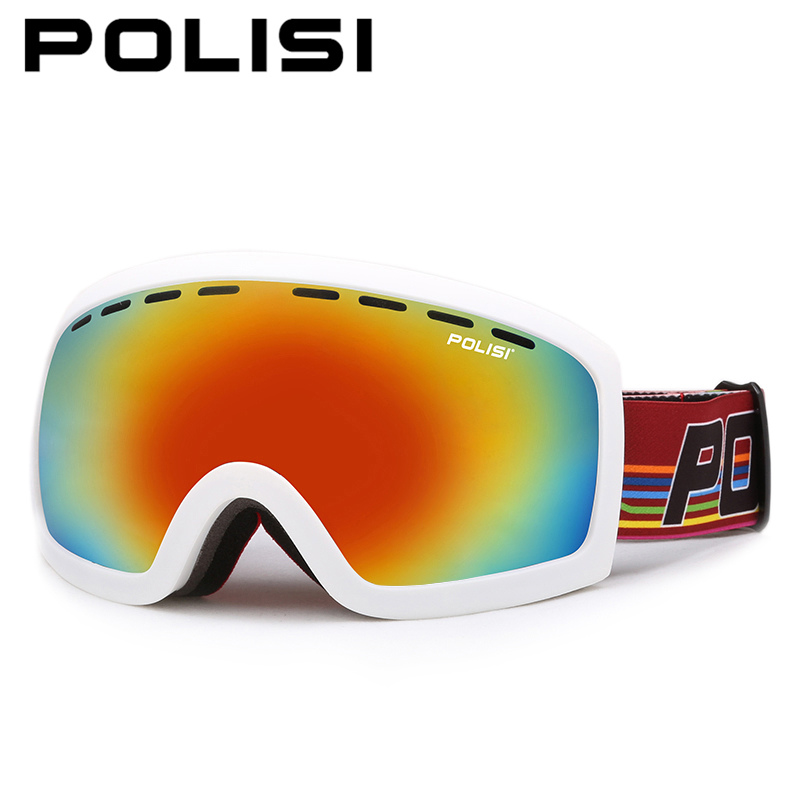 POLISI Windproof Snowboard Skate Ski Goggles Double Layer Anti-Fog Lens Skiing Glasses UV400 Outdoor Snowmobile Snow Eyewear