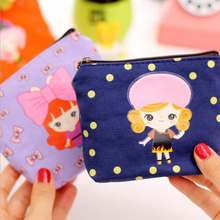 1 Pc Canvas Wallet Card Key Coin Purse Bag Pouch Case Pattern For Women Girl