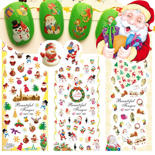 1 sheet Christmas Series Nail Stickers Water Transfer Nail Wraps Foil Manicure Beauty Decals Decoration Tools