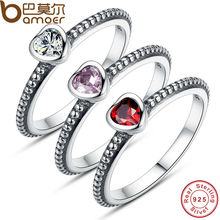 three Colors Real 100% 925 Sterling Silver Ring Love Coronary coronary heart Ring Genuine Marriage ceremony ceremony Jewelry PA7105