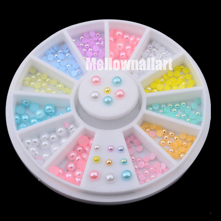 3D Fashion CANDY AB Color Nail Art Tips Pearl Acrylic Gem Glitter Manicure DIY Decoration