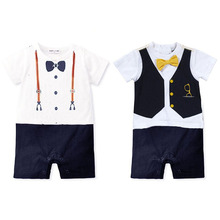 Summer Newborn baby romper suit kids boys girls rompers body summer short-sleeve Tie suit