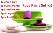 A estrenar 7 unids Set decorativo punto de la pared y Paint Brush Roller herramienta de sistema de Kit 2 unid grande + 2 unid pequeña almohadilla como se ve en TV