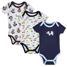 3 Pieces lot Carter Baby Romper Set Ropa Blue Car Designed Short Sleeved Bebe Jumpsuits Infant