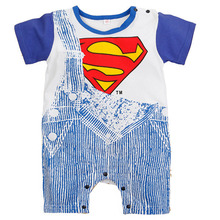 2015 Cute Summer Newborn Clothes Baby Suit Boys Superman Batman Romper Cotton 0 24M bebe jumpsuit