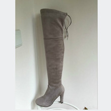 Women Suede Thigh High Boots Sexy Fashion Over the Knee Boots Platform Chunky Heels Plus Size