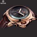MEGIR Military Men Shows Leather Luxury Watches Chronograph Multifunction Waterproof Quartz Watches Relogio Masculino