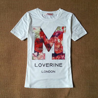 Elina\'s shop New 2015 fashion women clothing summer Love london floral print tee t-shirt s m l ropa mujer blusas femininas