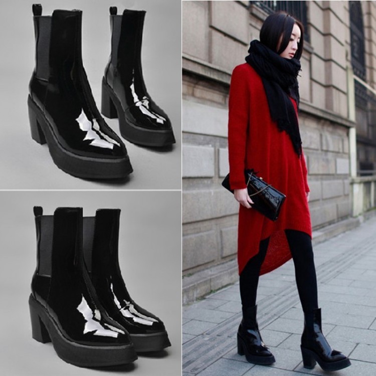 2015 Women Boots Ankle Boots winter boots Genuine Leather Fashion Martin Platform Motorcycle Boots Botas zapatos mujer big size