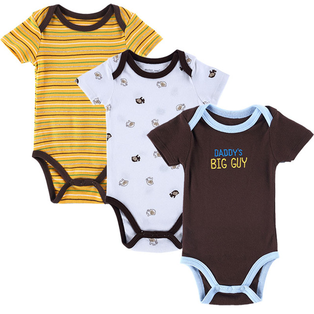 3 ШТ./ЛОТ Baby Boy Одежда Новорожденного Ребенка Ползунки Установить С Короткими Рукавами Хлопок Ребенка Ползунки Малыша Нижнее Белье Для Новорожденных Одежда