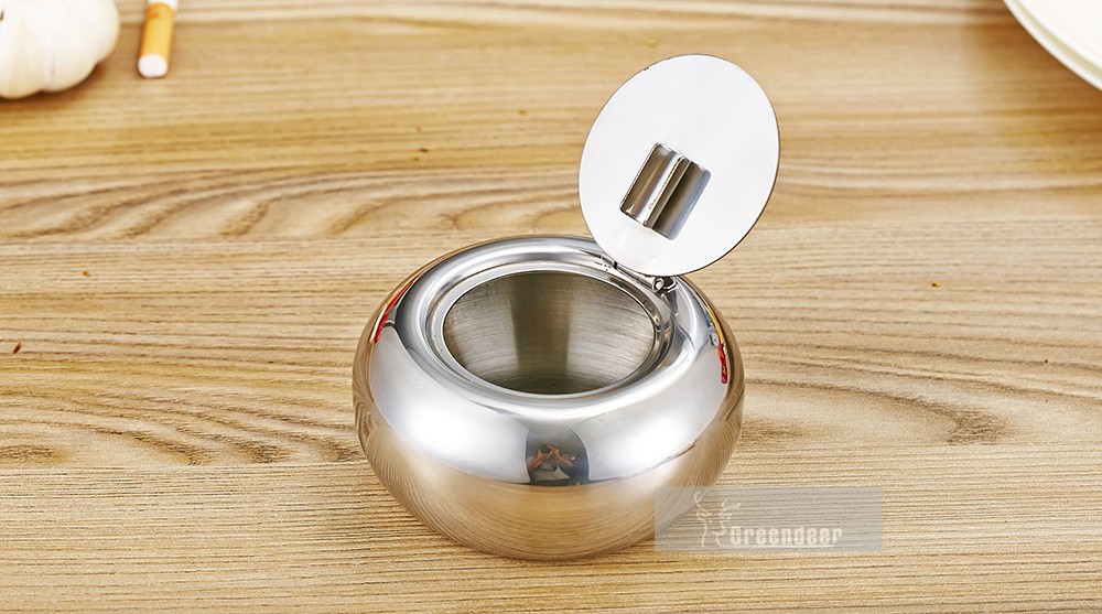 Stainless Steel Drum Shape with Lid Ashtray with Cover Ashtray Car Ashtray Cigarette Cigar Smoking Smoke Ash Tray Windproof-J13342-P5