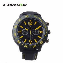 Super Speed Casual hombres de los deportes banda de silicona de cuarzo militar reloj de pulsera Relogio Masculino Color negro + amarillo ( 1 x LR626 )