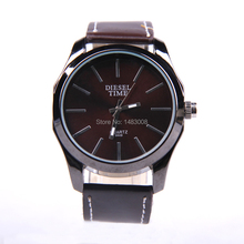 Fashion Men Quartz Wrist Watch Leather Band Stainless Steel Back Case Brown  High Quality