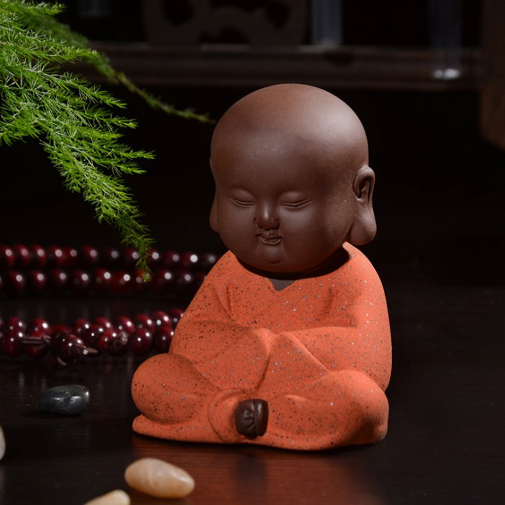 Ceramics Monk Statue Small Buddha Statue Monk Figurine Tea Pet Decor