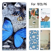 Free shipping New 2014 Clear Colored Painting Drawing Case part2 for Huawei Ascend P6 Platinum Design Mobile Phone accessories