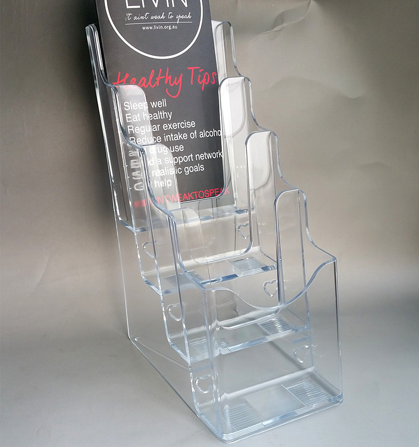 4 Tiers Plastic Acrylic A6 Brochure Literature Display Holder