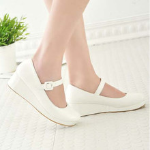 2015 Spring Autumn Sweet High Heels Cosplay Lolita Shoes Fashion Buckle Women Pummps Wedges Brand Lady Platform Shoes Female