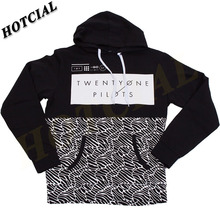 Sweatshirts Fashion Men Patchwork 2016 Spring Twenty One Pilots Half Pattern Pullover Print Black Plus Size Sports Casual Hoodie