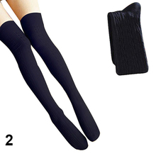 New 2015 Colleage Style Cotton Blends Women Girls Knit Over Knee Stockings Autumn 694L