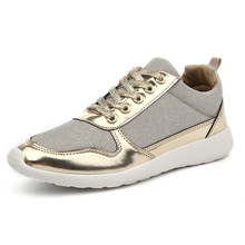 2016 Spring Mesh Breathable Women Casual Shoes Gold Silver Lace up Flat Shoes for Women Eu size 36-41 Femme Trainer
