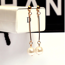 Fashion 2016 Dangle Earring Imitation Pearl 18K Gold Plated Earrings Birthday Gift Jewelry Long Earrings for Women Bijoux