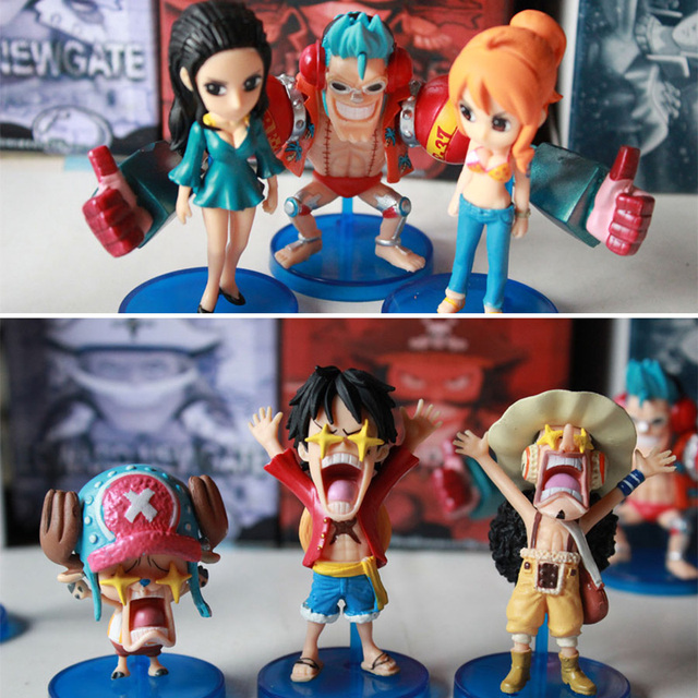 Аниме one piece ПВХ фигурку игрушки Q версия Луффи Nami Усопп Фрэнки Чоппер 6 шт./компл. Бесплатная доставка