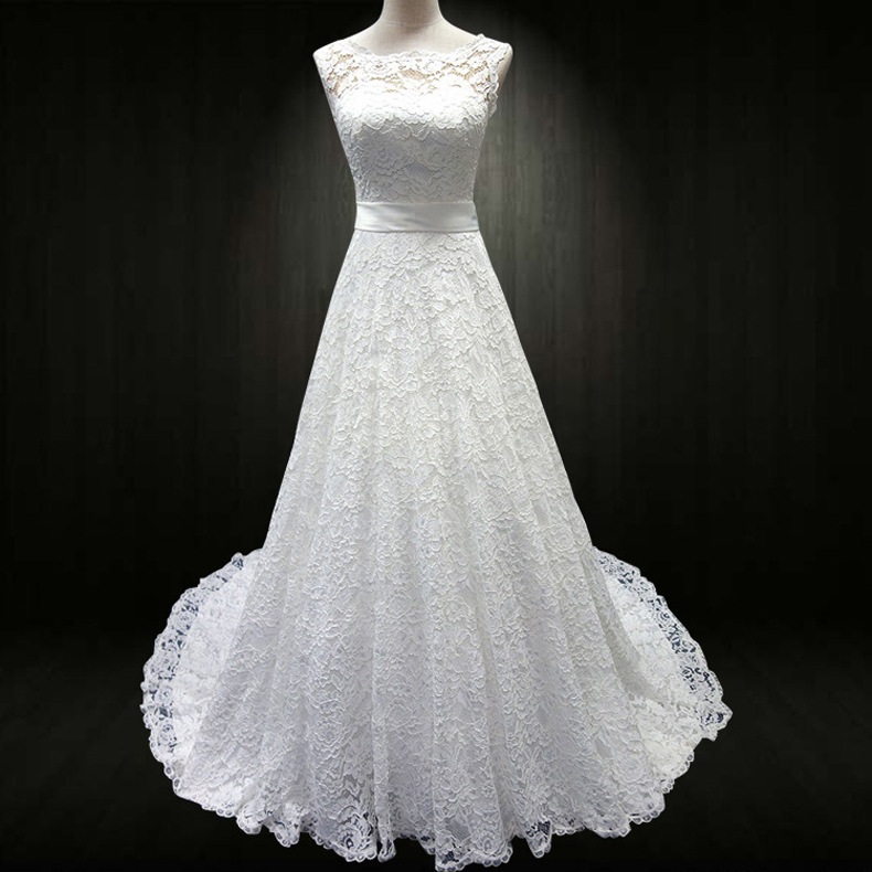 a line gown with tail