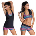 Cfanny 2016 New Women Swimwear Sexy Swimsuit Tankini with Shorts Sporty Bathing Suits Women Three Pieces