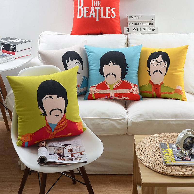 4pcs/lot Free Shipping Home Decor plush Decorative Throw Pillowcase Retro Cushion Cover the Beatles  18
