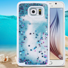 S6 Dynamic Liquid Glitter Sand Quicksand Star Case For Samsung Galaxy S6 G9200 Crystal Clear Cellphone Back Cover