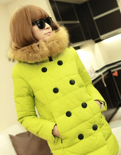 2015-New--Women-Coat-Winter-Down-Parkas-Coat-Thick-Double-Breasted-Fur-Collar-Candy-Color