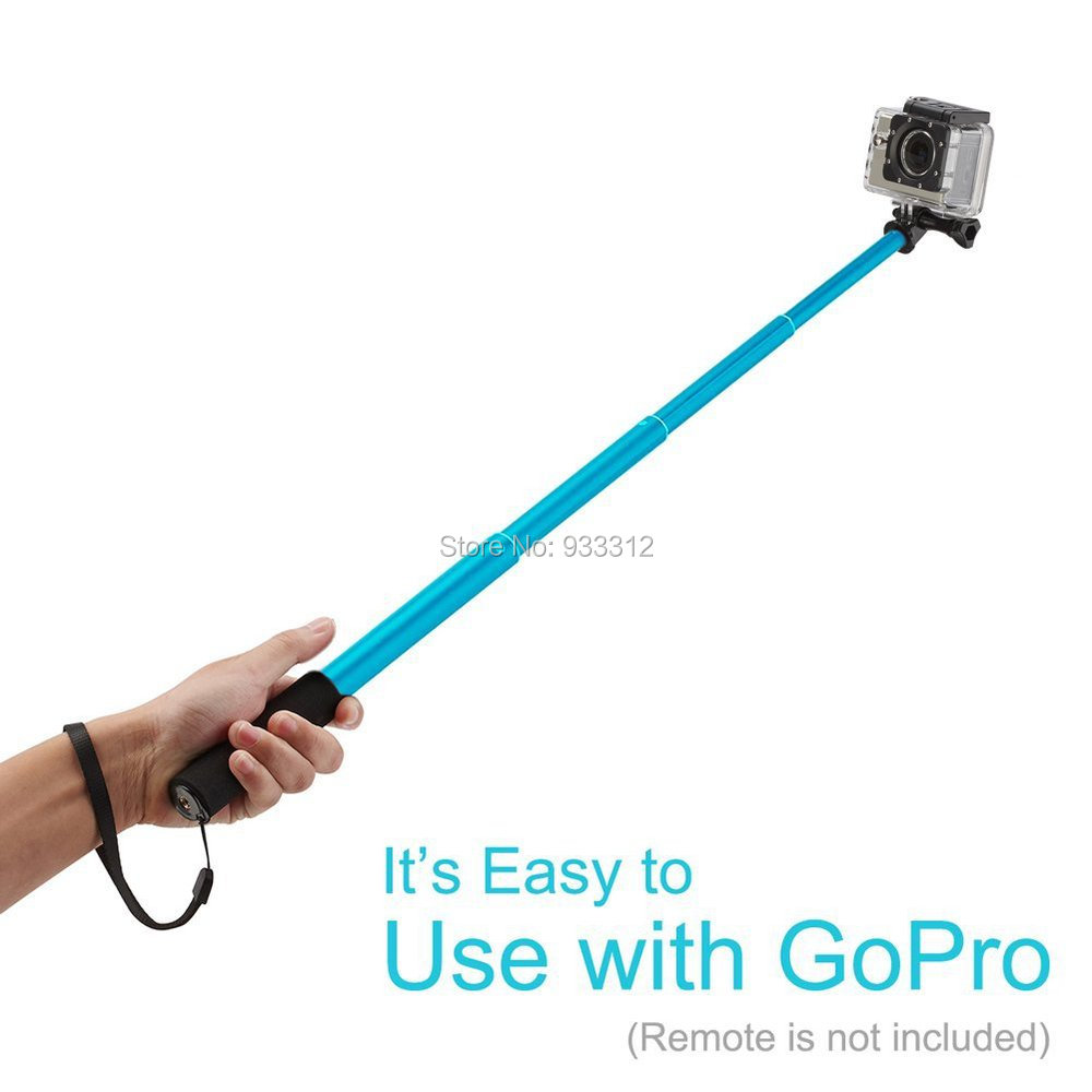 Pro Selfie Stick Extendable Handheld Monopod with Mini Tripod Stand +Bluetooth Remote Shutter for GoPro HD Hero 4 3+ 3 2 Hero, Sony Action Cam HDR SJ4000, - Canon Nikon Sony Digital Camera (Sky Blue)4